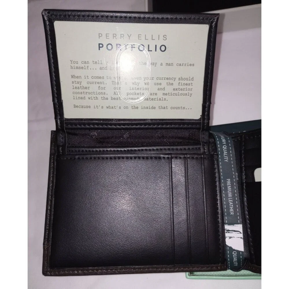 NWT Premium Leather 2 PC SET Portfolio Passcase Bifold Wallet Colorblock